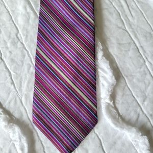 Murano Pink Multi Stripe Hand Sewn 100% Silk Tie Like New